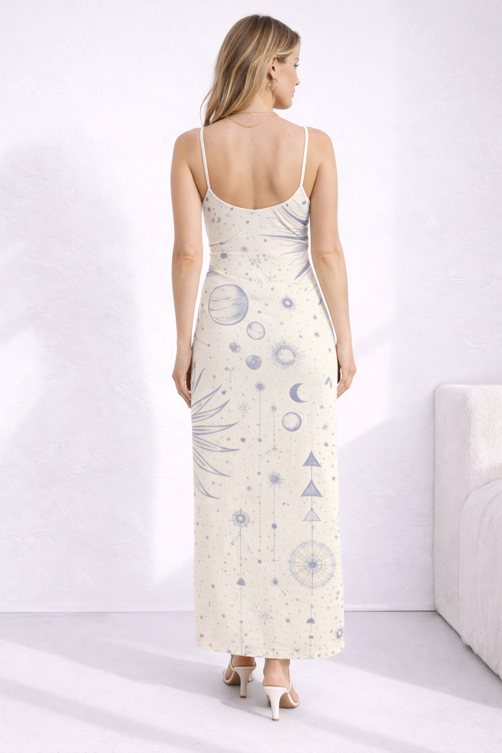Celestial Muse Side-Slit Maxi Dress – Ivory