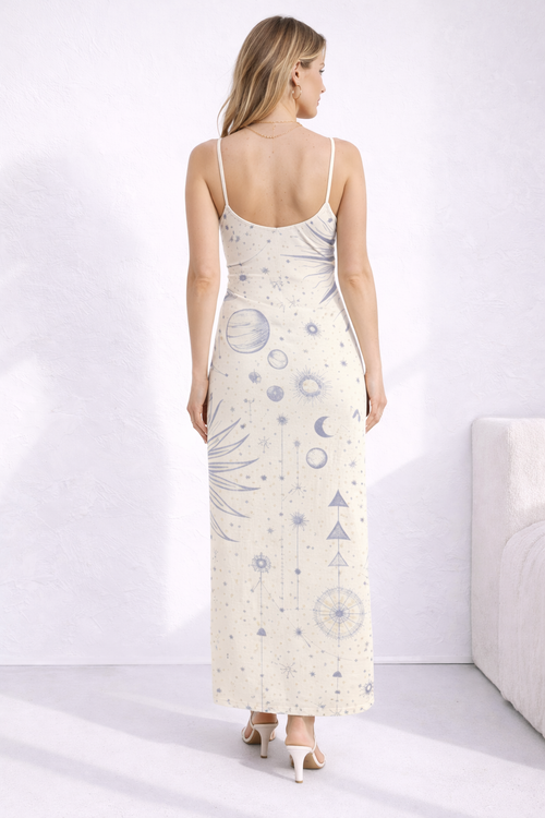 Celestial Muse Side-Slit Maxi Dress – Ivory